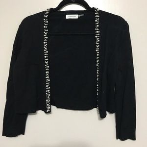 Black “Calvin Klein” Pearl Beaded Cardigan